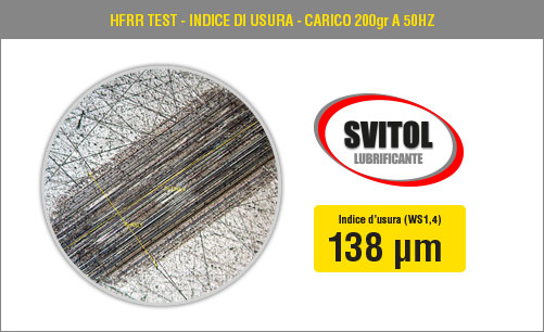 HFRR Test - Indice di usura - Carico 200 gr a 50 Hz